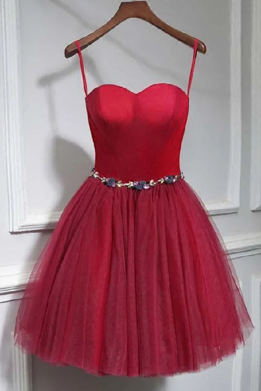 Tea - length party dresses for a sophisticated and versatile option​Cute Sweet Neck Short Prom Dress Mini Dresses Homecoming Dresses PD147