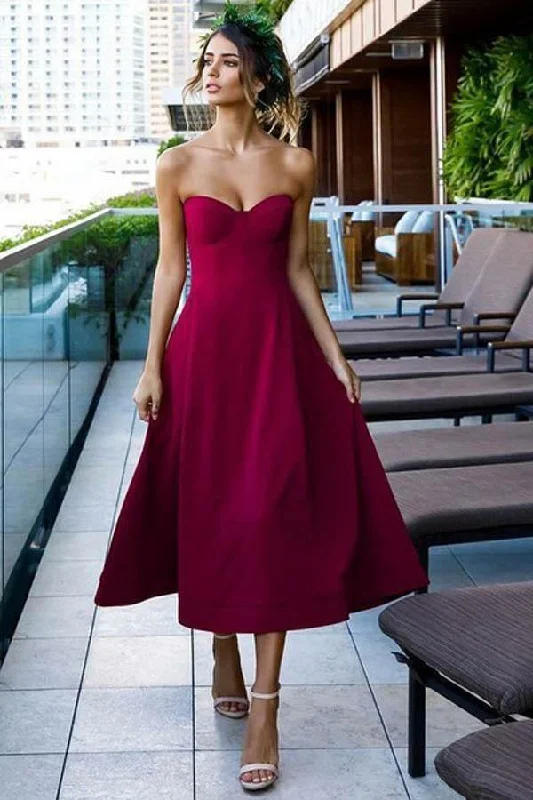 Ball gown party dresses with a full skirt for a princess - like lookCute Tea Length Grape Satin A-Line Sweetheart Prom Party Dress PD296 Ball gown party dresses with a full skirt for a princess - like lookCute Tea Length Grape Satin A-Line Sweetheart Prom Party Dress PD296
