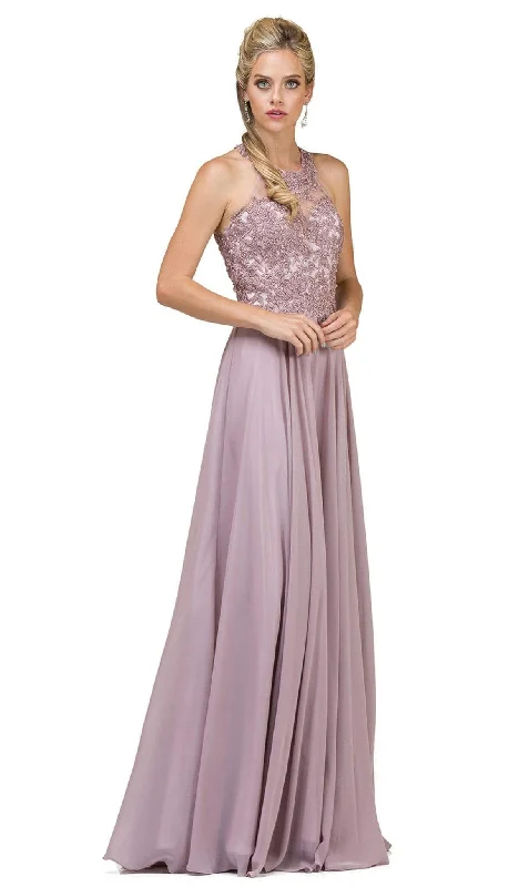 Polka - dot - printed wedding guest dresses with short sleevesDancing Queen - 2017 Beaded Lace Halter Prom Dress With Open Back
