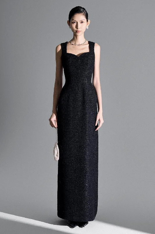 Party dresses with a metallic finish for a shiny and eye - catching effectDanielle Sheath Sleeveless Tweed Maxi Dress Party dresses with a metallic finish for a shiny and eye - catching effectDanielle Sheath Sleeveless Tweed Maxi Dress