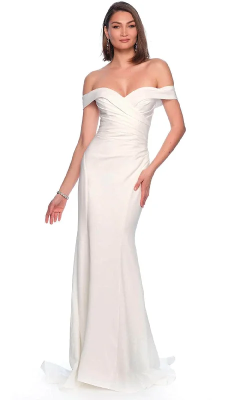 Off - the - shoulder wedding guest dresses in chiffonDave & Johnny Bridal 12088 - Ruched Off Shoulder Bridal Gown