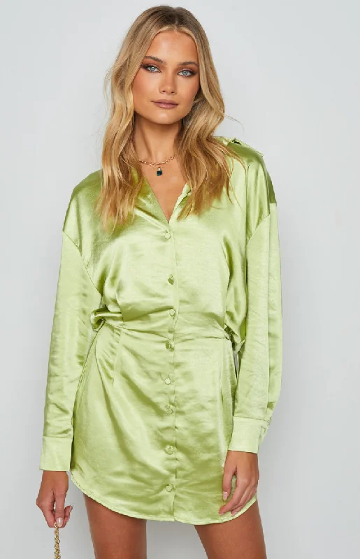 Lace - trimmed wedding guest dresses in blush pinkDeeper Water Mini Dress Green