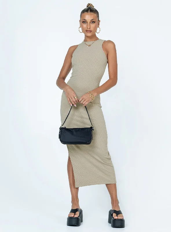 Bodycon dress with a ruched design for added texture​Ellie Maxi Dress Beige
