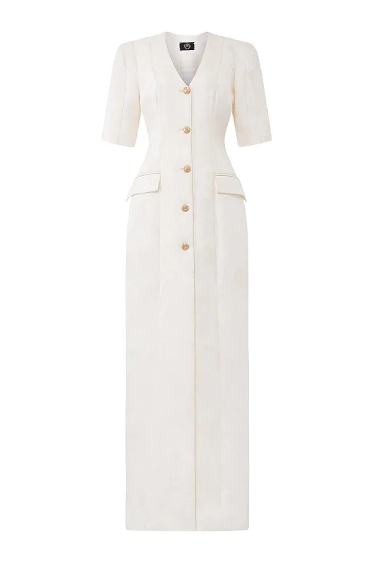 Short - length party dresses with a ruffled skirt for a flirty lookEpitome Sheath Middle Sleeved Brocade Floor Length Dress Short - length party dresses with a ruffled skirt for a flirty lookEpitome Sheath Middle Sleeved Brocade Floor Length Dress