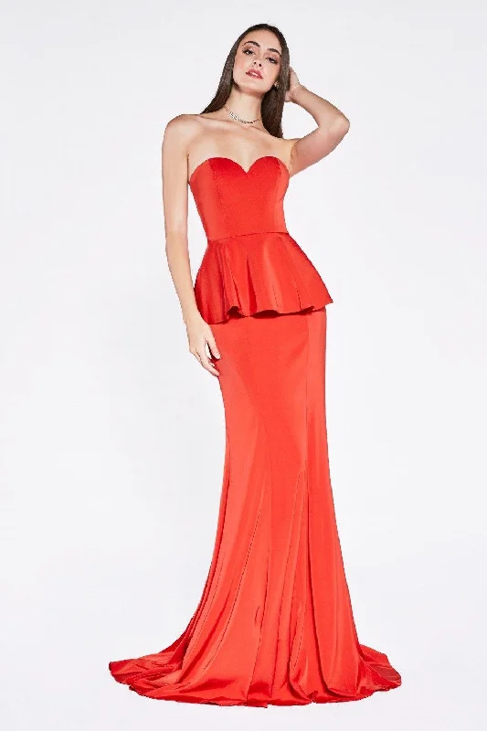 Bodycon dress with a button - down front​Cinderella Divine P102 Formal Long Fitted Dress