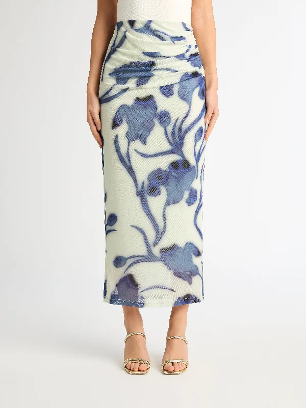 Midi wedding guest dresses in navy blue for a formal affairHAZE MIDI SKIRT