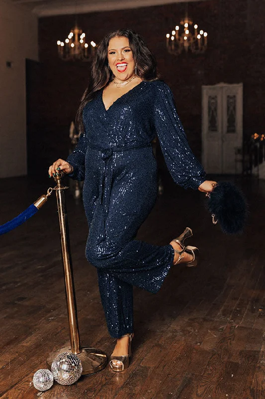 Wedding guest dresses with puff sleeves and knee - length hemsHeart Filled With Love Sequin Jumpsuit In Navy Curves Wedding guest dresses with puff sleeves and knee - length hemsHeart Filled With Love Sequin Jumpsuit In Navy Curves