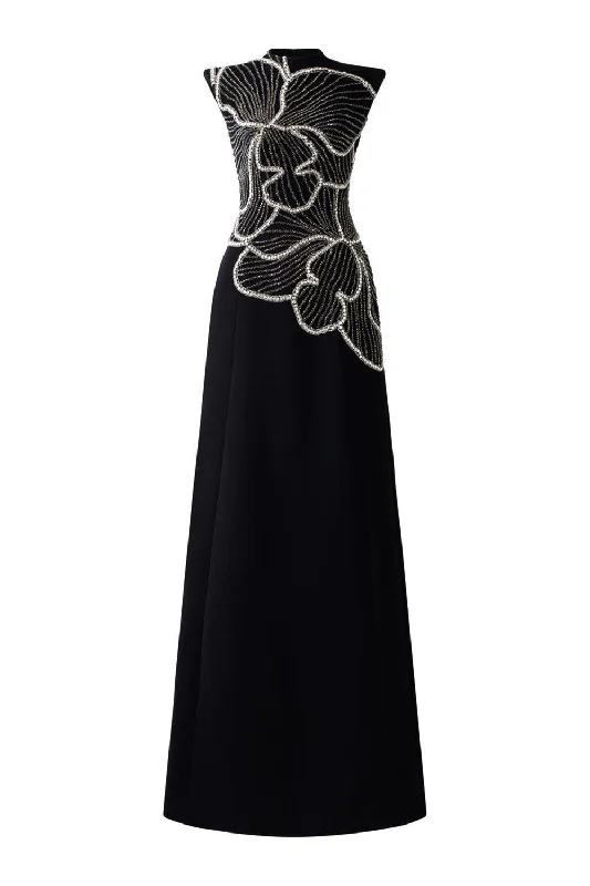 80s - inspired party dresses with bold colors and big shoulders​Itinerant A-line Sleeveless Velvet Floor Length Dress