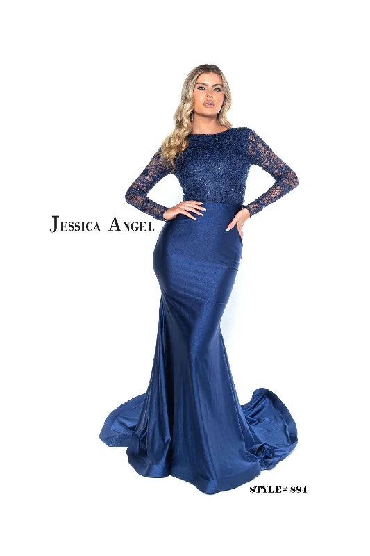Bodycon dress with a high - low hem for a trendy lookJessica Angel Long Sleeve Fitted Formal Dress 884 Bodycon dress with a high - low hem for a trendy lookJessica Angel Long Sleeve Fitted Formal Dress 884