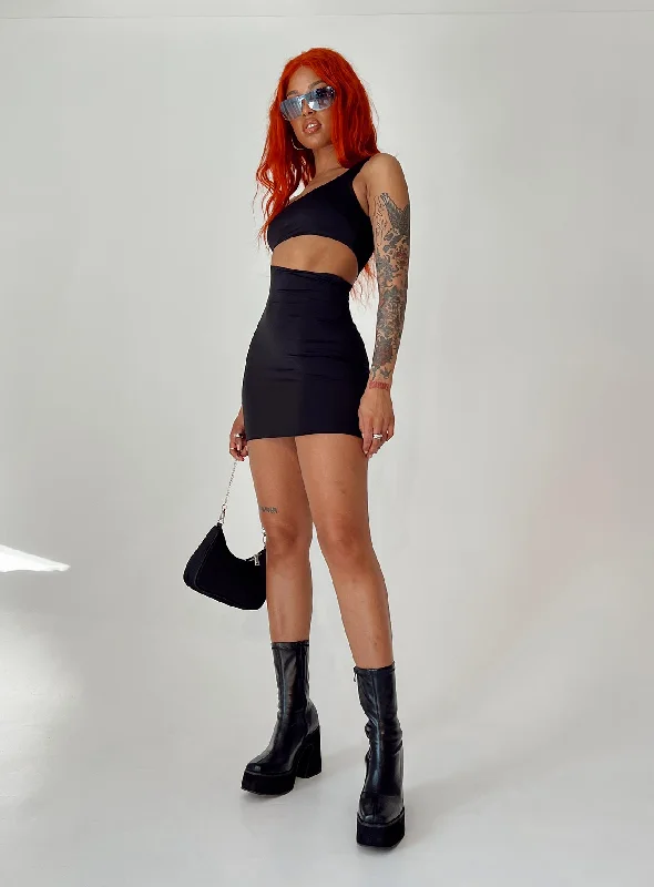 Bodycon dress with a mesh insert for a stylish edge​Jessika Mini Dress Black