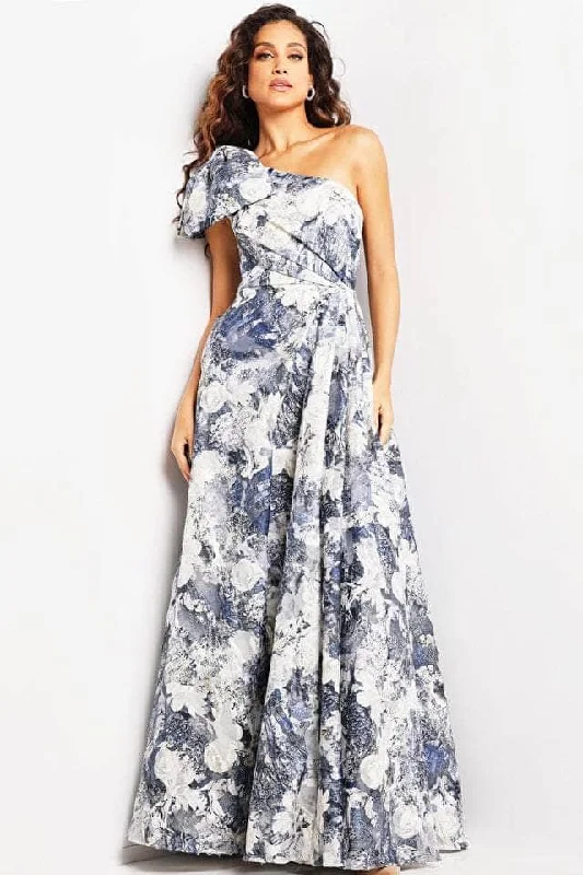 Animal - print wedding guest dresses in subtle colors for a bold statementJovani 25663 - One -Sleeve A-line Dress
