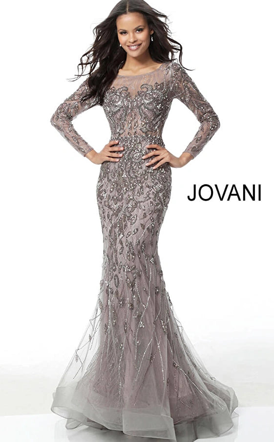 Bodycon dress in a pastel color palette​Jovani 58110 Long Prom Fitted Dress