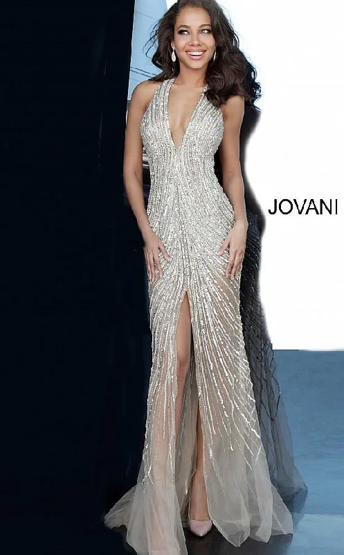 Bodycon dress for a music festival​Jovani 2609 Prom Long Beaded Halter Sexy Dress