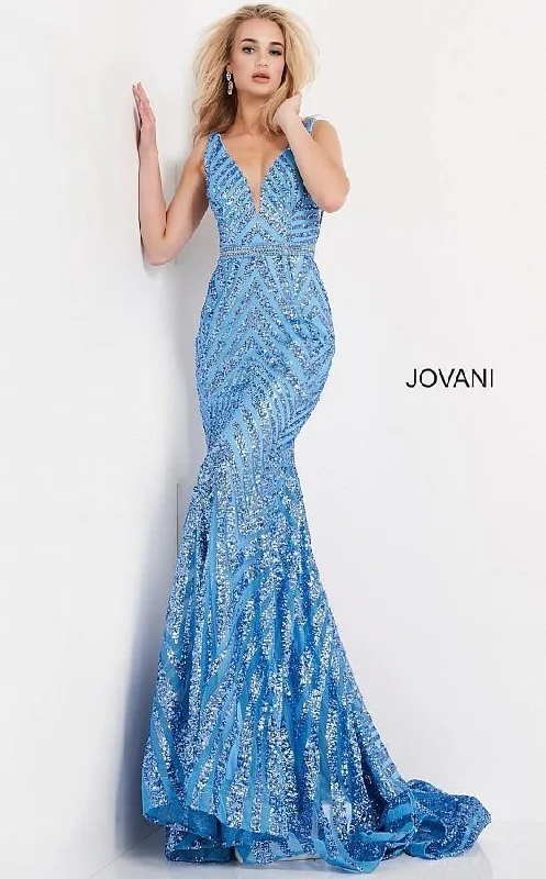 Bodycon dress with a scalloped edge​Jovani 03570 Prom Long Formal Mermaid Dress
