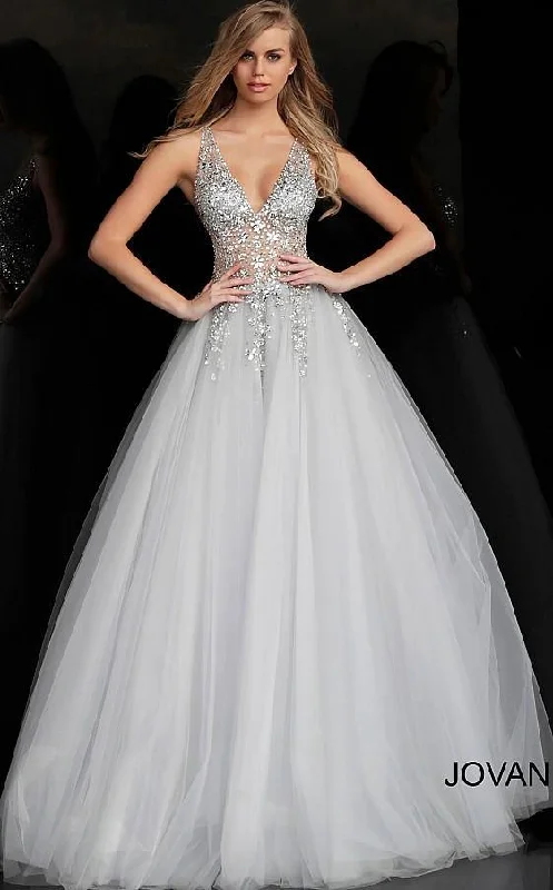 Bodycon dress with a button - down front​Jovani 65379 Prom Long Sleeveless Ball Gown