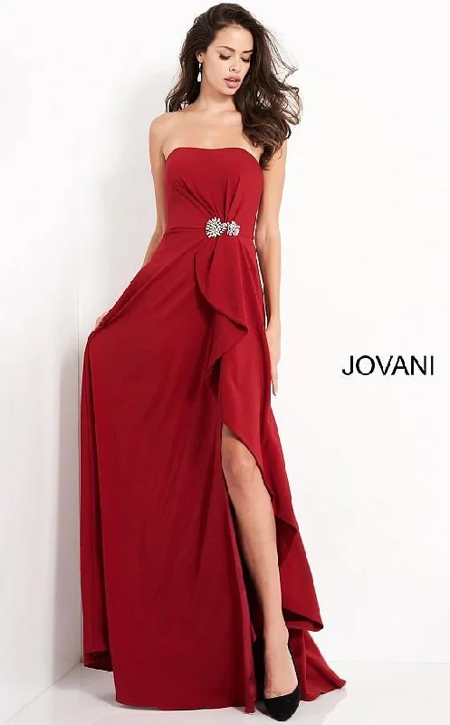 Bodycon dress with a peplum hem​Jovani 4517 Prom Long Strapless Evening Dress