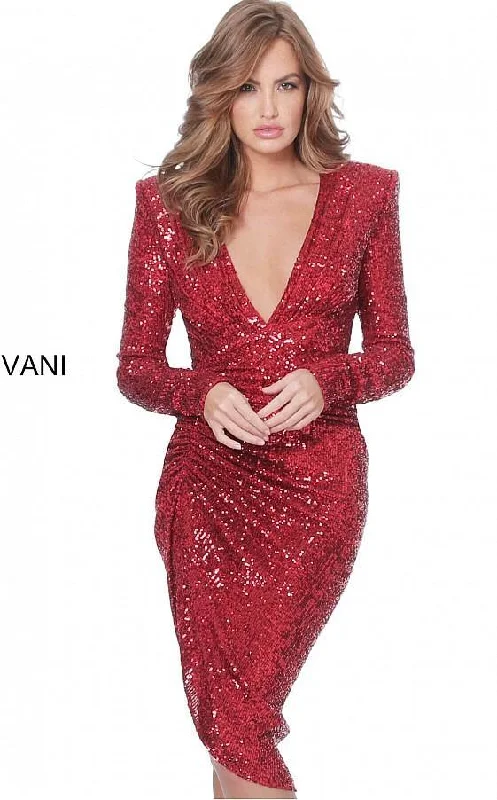 Bodycon dress made of satin for a luxurious feel​Jovani 04257 Formal Long Sleeve Cocktail Dress