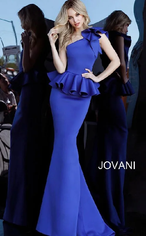 Bodycon dress for a bridal shower​Jovani 63584 Prom Long One Shoulder Peplum Dress