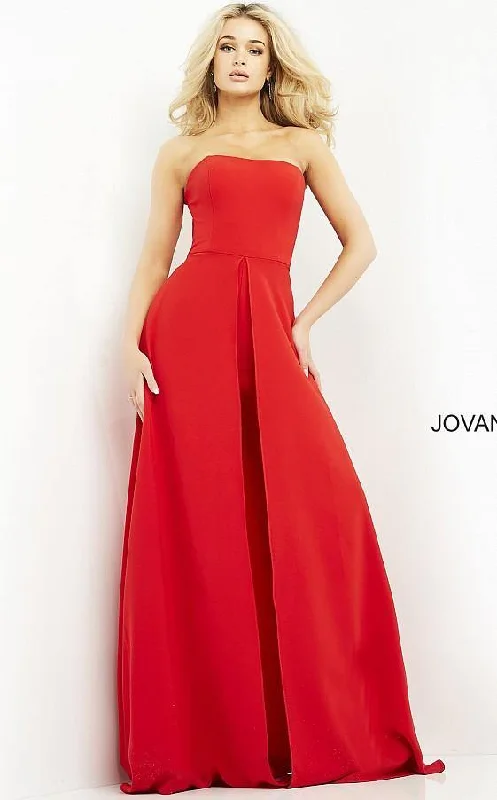 Bodycon dress with a pleated bodice​Jovani 03529 Long Strapless Jumpsuit