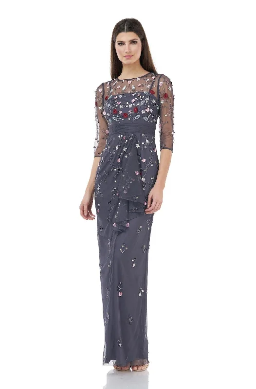 Maxi bodycon dress for a beach wedding​JS Collections Long Formal Floral Beaded Gown 867092