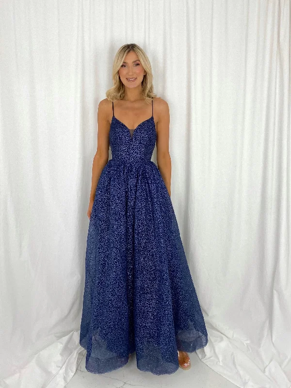 Sequined wedding guest dresses for an evening weddingJuline Maxi Princes Dress - Navy