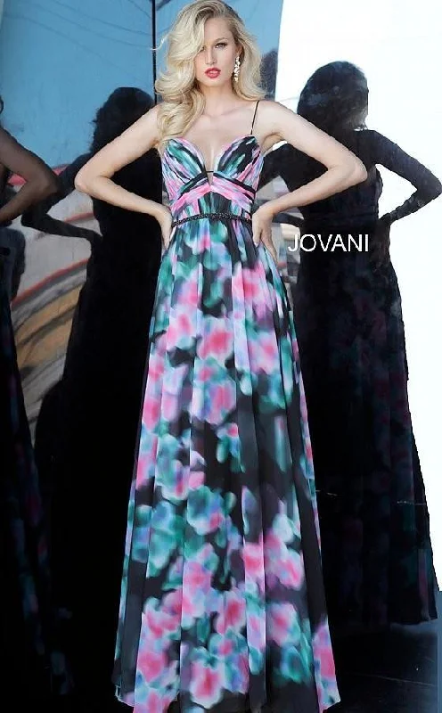 Bodycon dress with a cut - out detail for a sexy appeal​Jovani 65614 Long Formal Dress