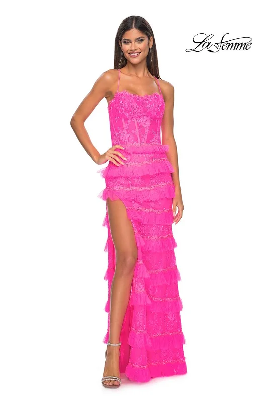 Party dresses with a one - shoulder design for a modern and unique look​La Femme Dress 32442