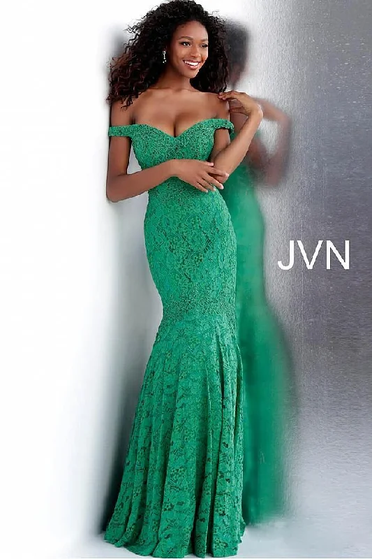 Bodycon dress with a belted waist for a defined figure​Jovani 62564 Prom Long Lace Formal Mermaid Dress