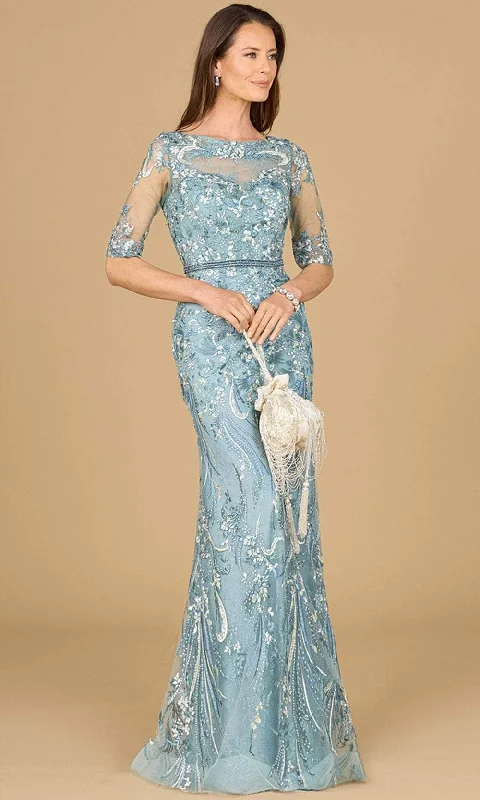 Maxi wedding guest dresses with floral prints for summer weddingsLara Dresses 29129 - Bateau Mermaid Evening Gown