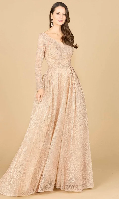 Sleeveless wedding guest dresses with pleated bodicesLara Dresses 29142 - Long Sleeve Pleated Evening Gown