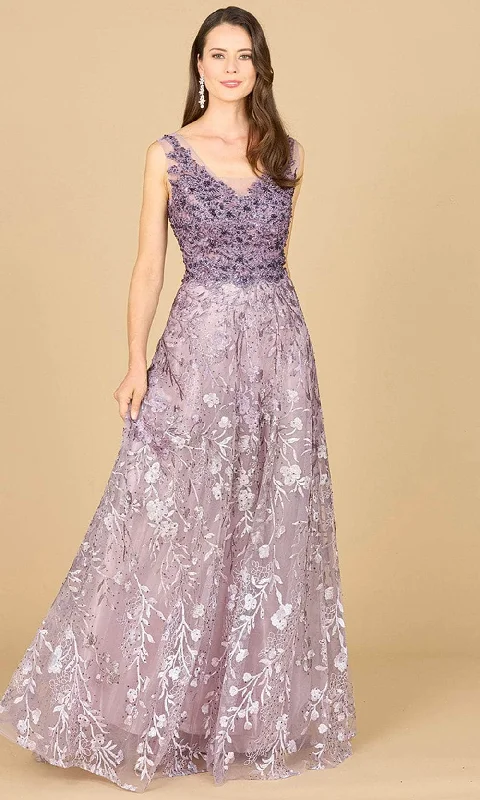 Wedding guest dresses with empire waists and tulle skirtsLara Dresses 29155 - Ombre Lace Evening Gown