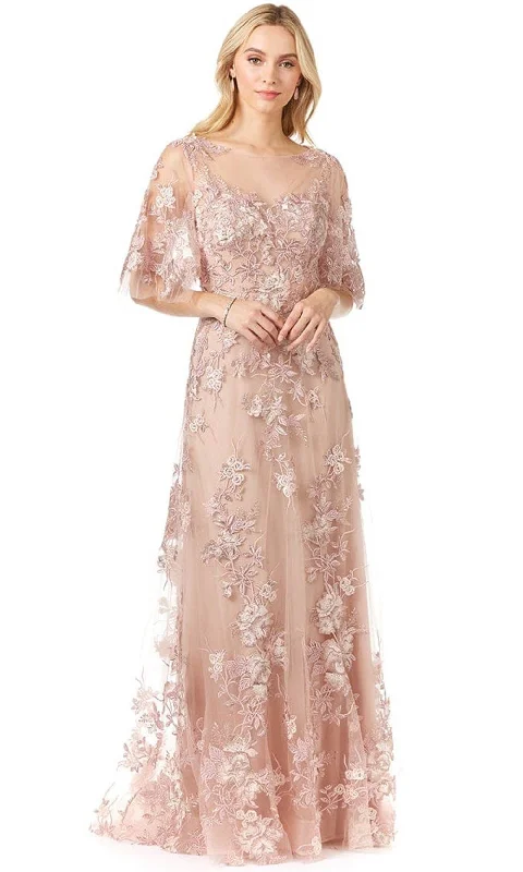Animal - print wedding guest dresses in subtle colors for a bold statementLara Dresses 29325 - Elbow-Length Circular Flounce Sleeve A Line Gown