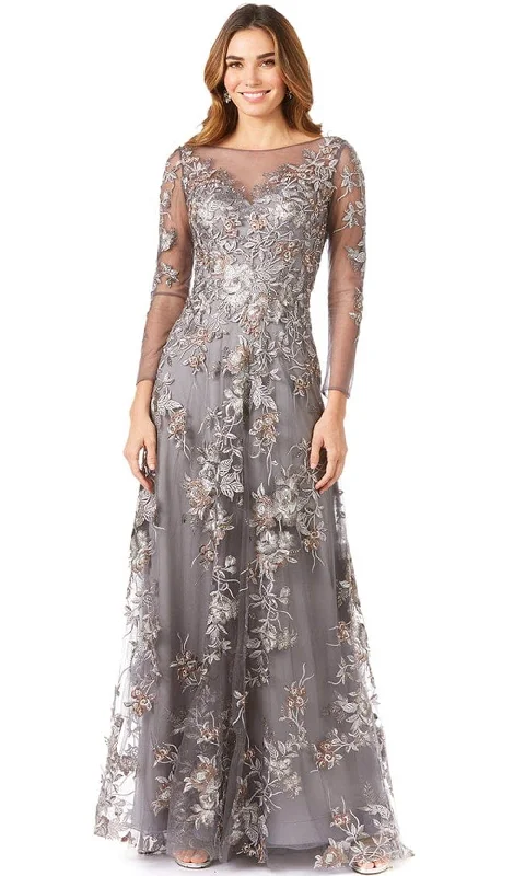 Wedding guest dresses with fringe accents for a bohemian - inspired weddingLara Dresses 29327 - Floral Laced Sheer Bateau A Line Dress