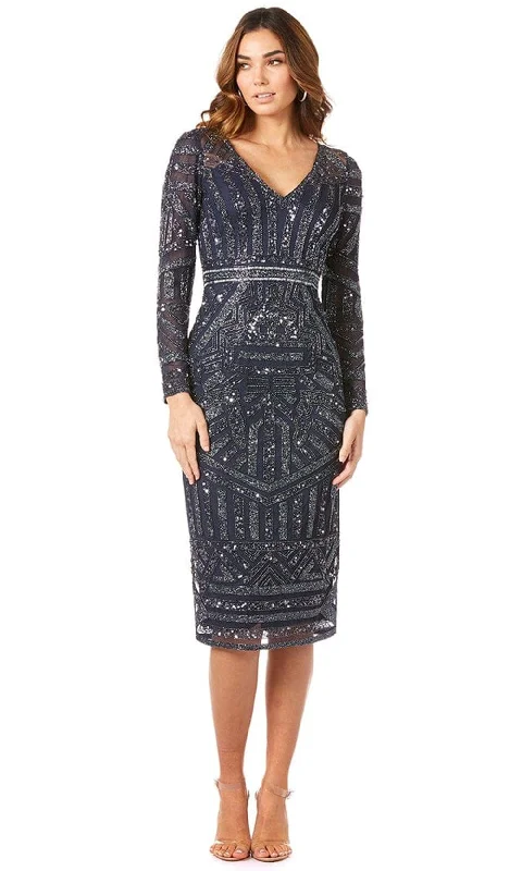 Printed wedding guest dresses with tropical motifs for beach weddingsLara Dresses 29348 - Lace Ornate Knee Length Dress