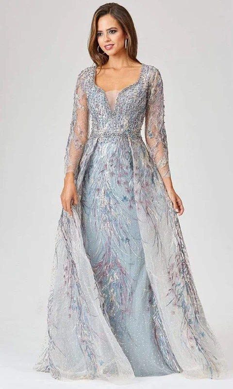 Polka - dot - printed wedding guest dresses with short sleevesLara Dresses - 29452 Embellished Tulle D Esprit Gown With Overskirt
