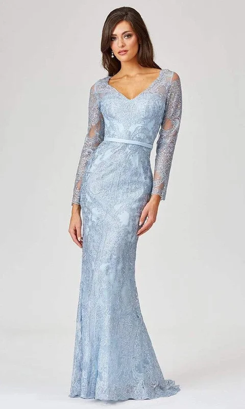 Wedding guest dresses with belted waists and knee - length skirtsLara Dresses - 29466 Sheer Beaded Lace Sheath Gown