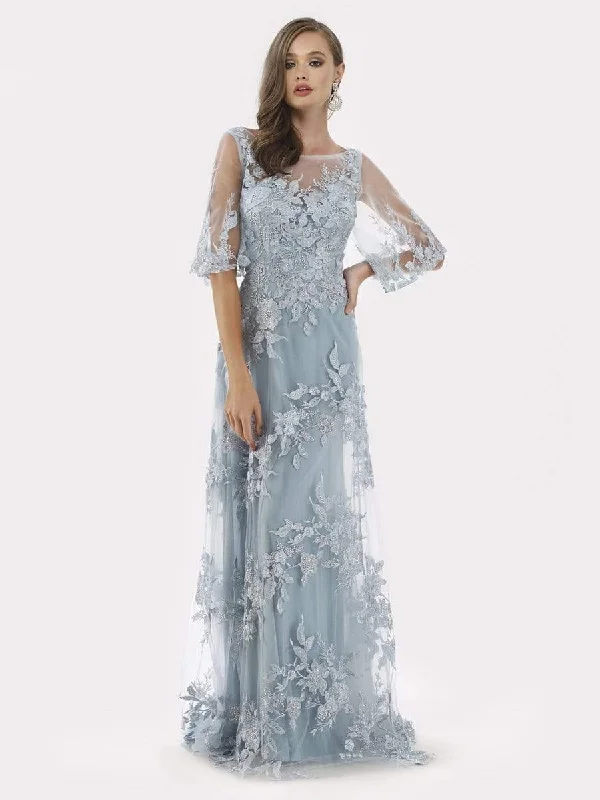 Wedding guest dresses with tiered skirts for a feminine lookLara Dresses - 29772 Floral Lace Appliqued Tulle Overlay Gown