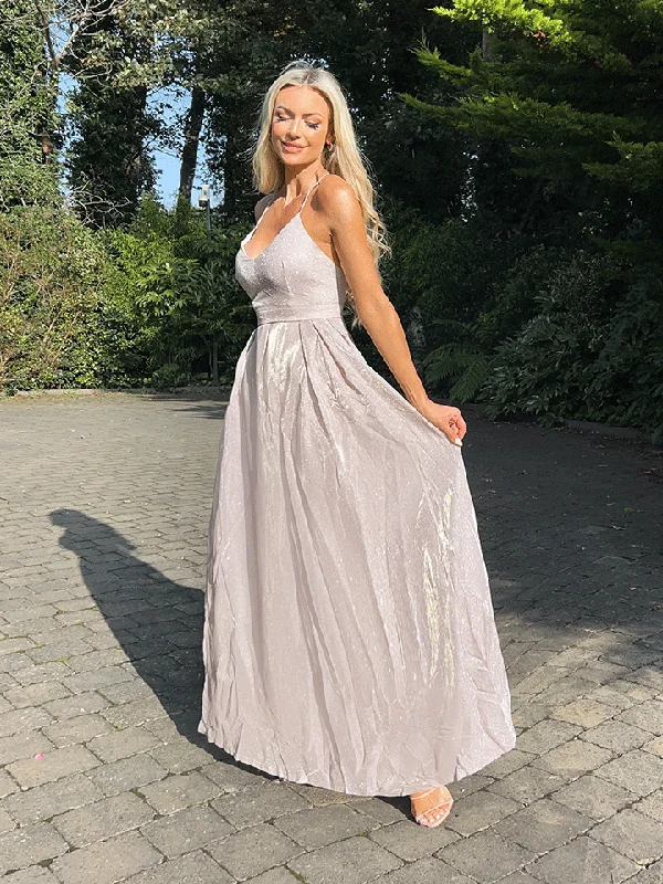 Wedding guest dresses with patchwork designs for a unique lookLeoni Maxi Glitter Dress - Champagne