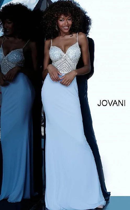 Bodycon dress in a neon color for a vibrant appearance​Jovani 63147 Prom Long Spaghetti Strap Formal Gown