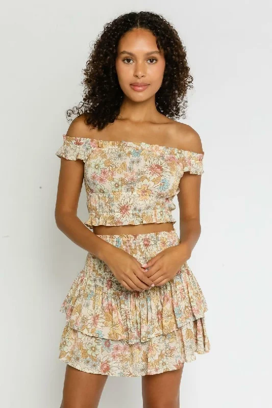 Wedding guest dresses with patchwork designs for a unique lookLizza Taupe Floral Two-Piece Ruffle Mini Dress Wedding guest dresses with patchwork designs for a unique lookLizza Taupe Floral Two-Piece Ruffle Mini Dress