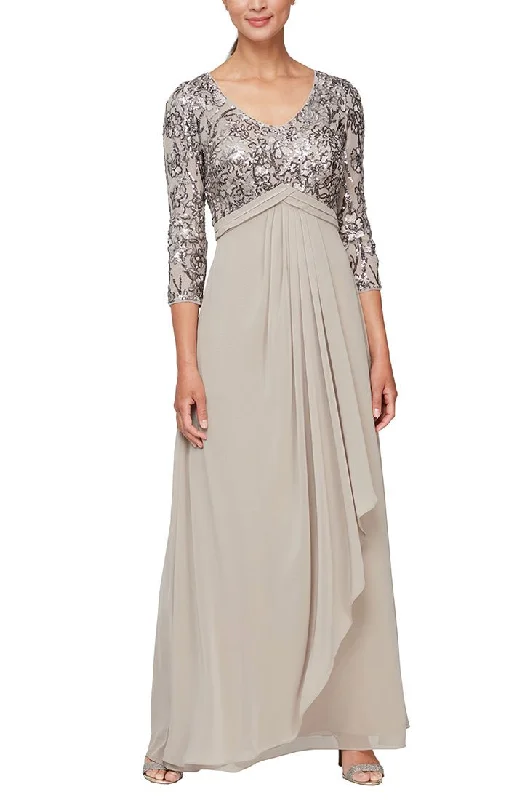 Wedding guest dresses with empire waists and tulle skirtsLong A-Line V-Neck Dress with Empire Waistline and Cascade Detail Skirt Wedding guest dresses with empire waists and tulle skirtsLong A-Line V-Neck Dress with Empire Waistline and Cascade Detail Skirt