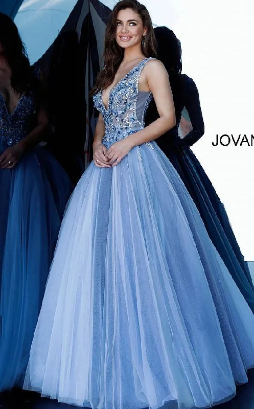Bodycon dress with a floral print for a feminine touch​Jovani 3110 Long Floral Embellished Prom Dress