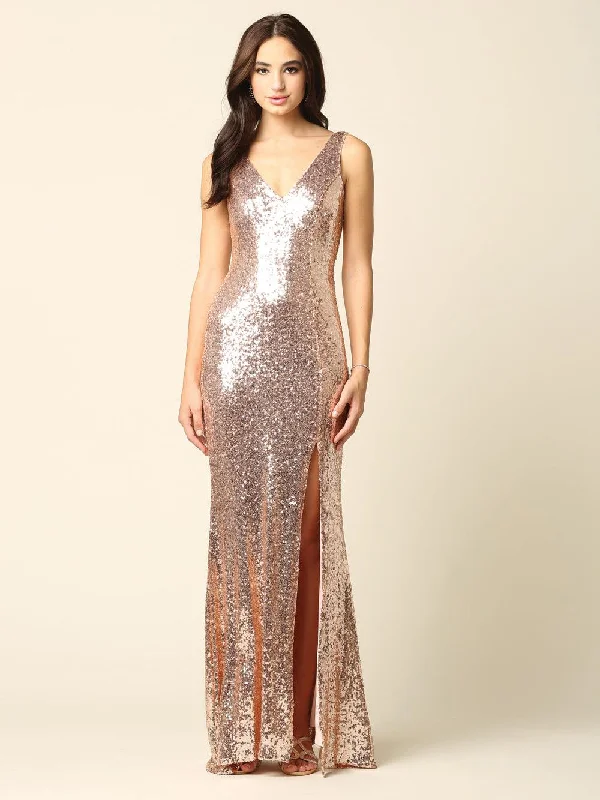 Bodycon dress made of cotton for a breathable option​Long Formal Sleeveless Sequins Fitted Dress