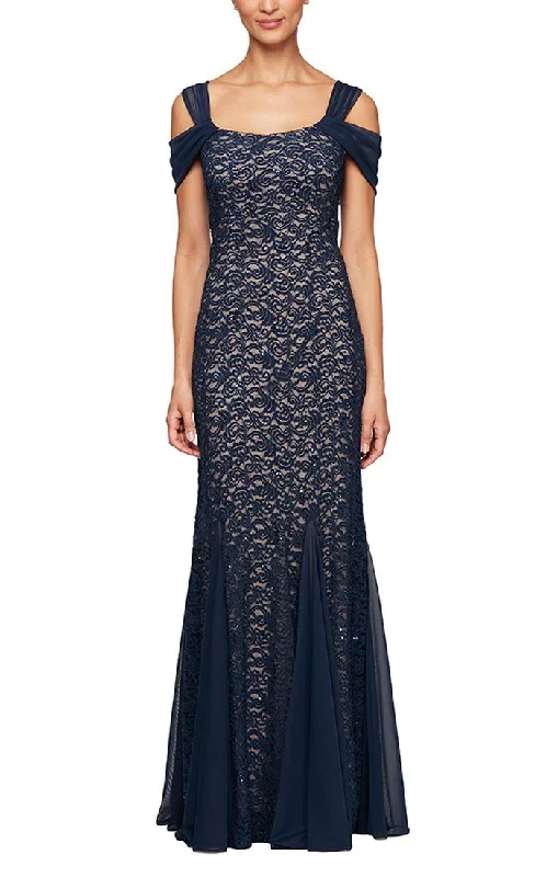 Wedding guest dresses with fringe accents for a bohemian - inspired weddingLong Lace Fit & Flare Cold Shoulder Dress Wedding guest dresses with fringe accents for a bohemian - inspired weddingLong Lace Fit & Flare Cold Shoulder Dress