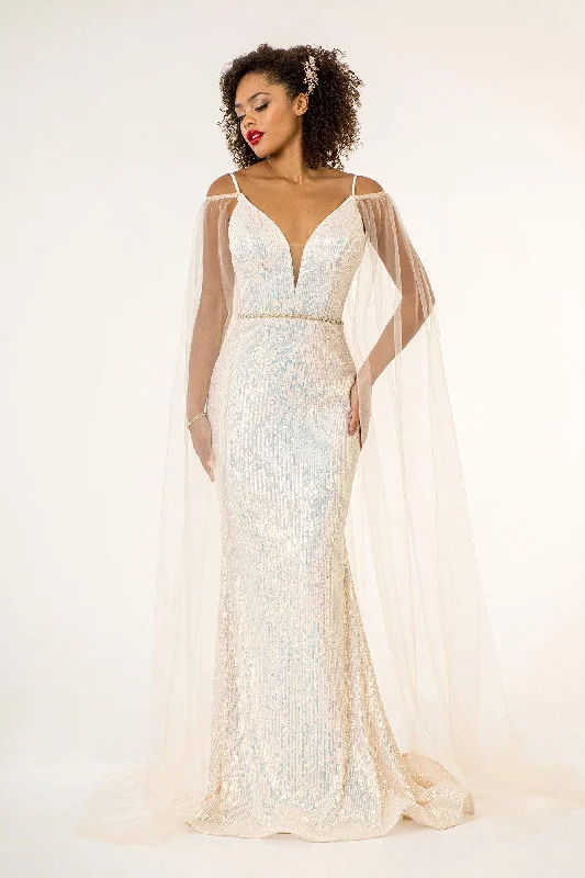 Bodycon dress with a patchwork pattern​Long Prom Formal Spaghetti Strap Evening Dress