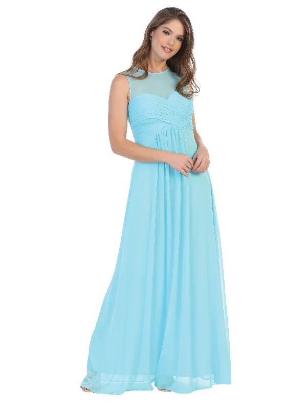 Bodycon dress with a peplum hem​Long Sleeveless Empire Waist Bridesmaids Dress