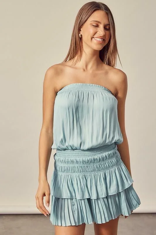 Wedding guest dresses with empire waists and tulle skirtsLovely and Sweet Sage Blue Strapless Mini Dress Wedding guest dresses with empire waists and tulle skirtsLovely and Sweet Sage Blue Strapless Mini Dress
