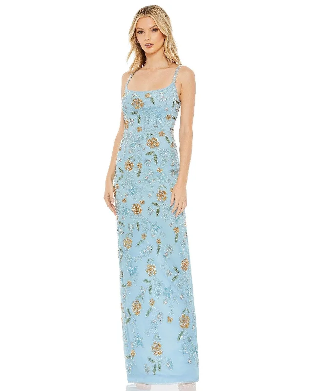 Wedding guest dresses with pom - pom trims for a playful lookMac Duggal 10808 Prom Long Formal Floral Dress Sale