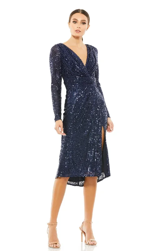 Cocktail dresses with a patchwork pattern and a mid - thigh lengthMac Duggal 26555 Dress