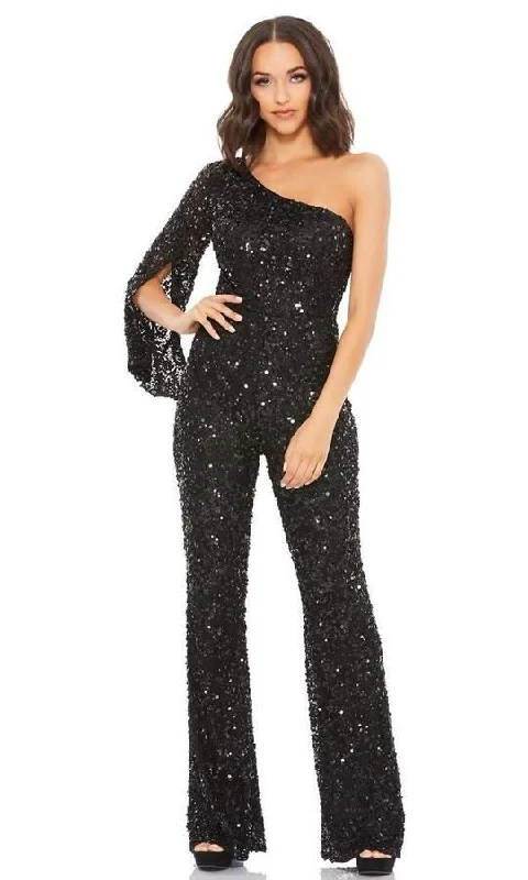 Wedding guest dresses with belted waists and knee - length skirtsMac Duggal 43319 Long Prom Jumpsuit